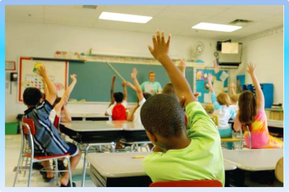 Student raising hands